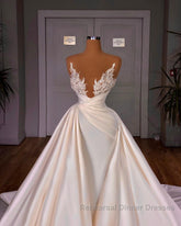 Chic A-Line Cathedral Sleeveless V-Neck Long Wedding Dresses